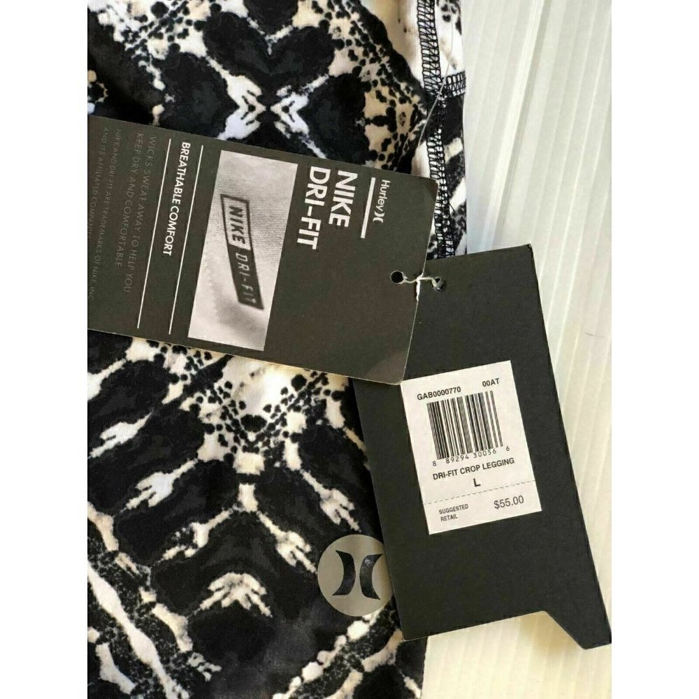 Hurley Women's Nike Dri-Fit Crop Black Grey Print Below The Knee Legging - Picture 7 of 12